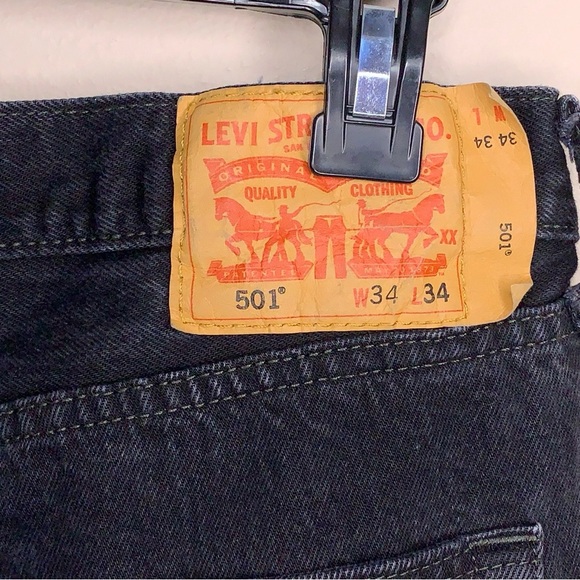 33x31 Levis 501 Black Jeans Black Cotton Pants Rockabilly Punk Goth - Picture 3 of 14